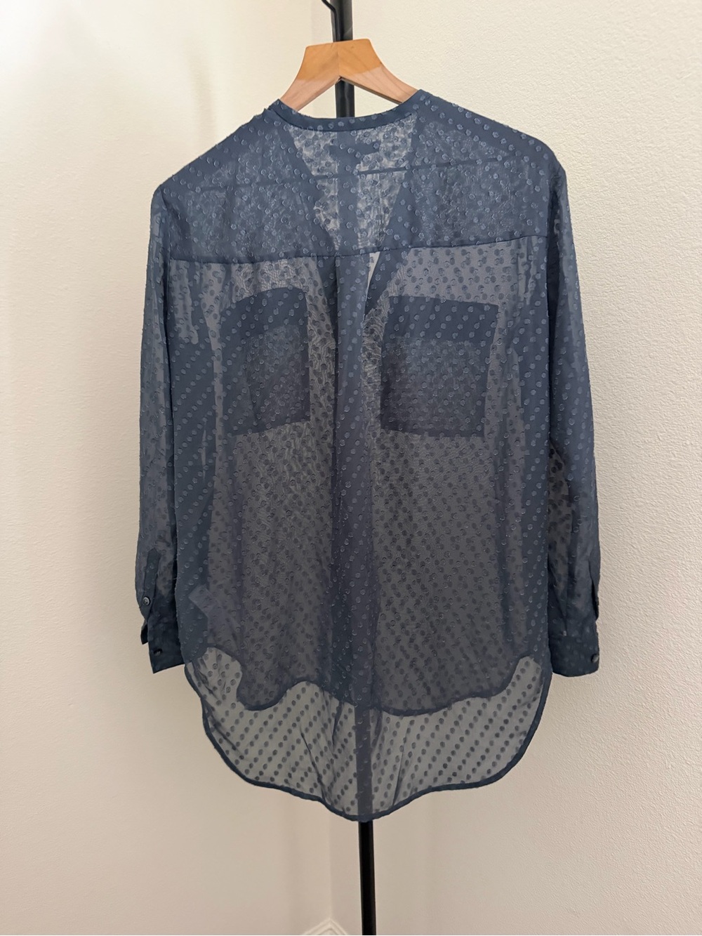 Madewell Sheer Navy Dot-Print Button-Down Blouse - Picture 4 of 4